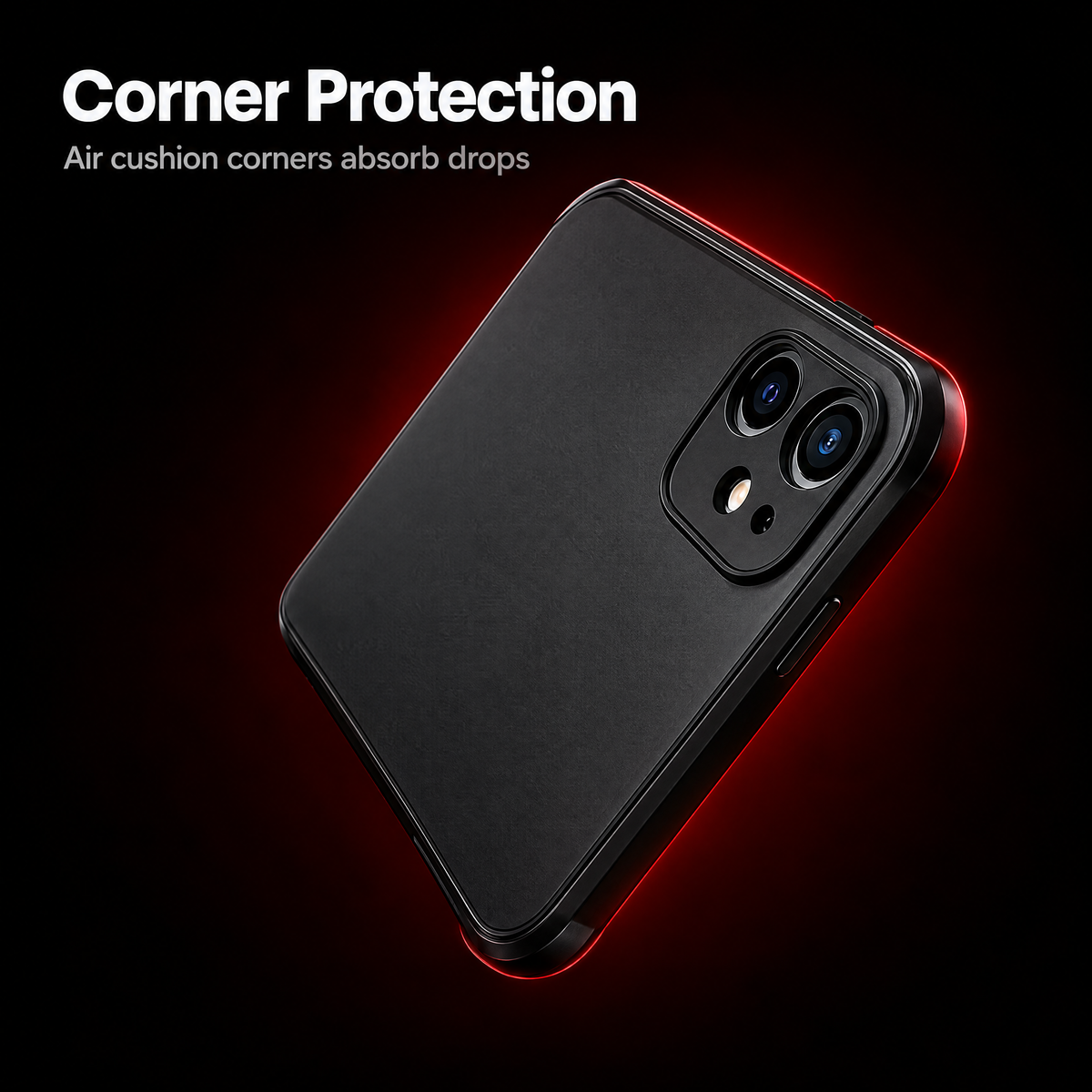 Phone case corner protection with air cushion corners