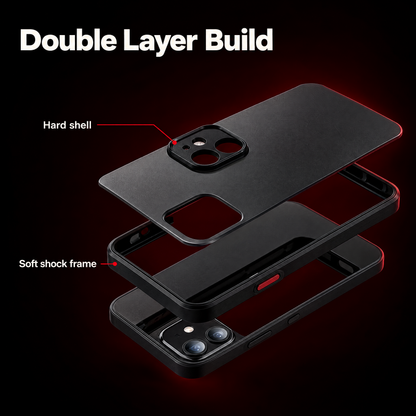 Phone case double layer build, hard shell and soft shock frame